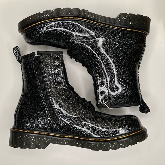 NEW Dr. Martens 1460 Y Cosmic Glitter Black Combat Boots Juniors 6, Women’s US 6 - Picture 4 of 13